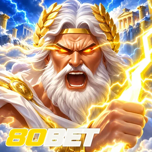 80BET — ilustração de um personagem mitológico cercado por raios