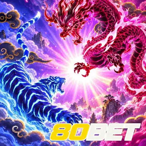 80BET — ilustração de dois dragões coloridos