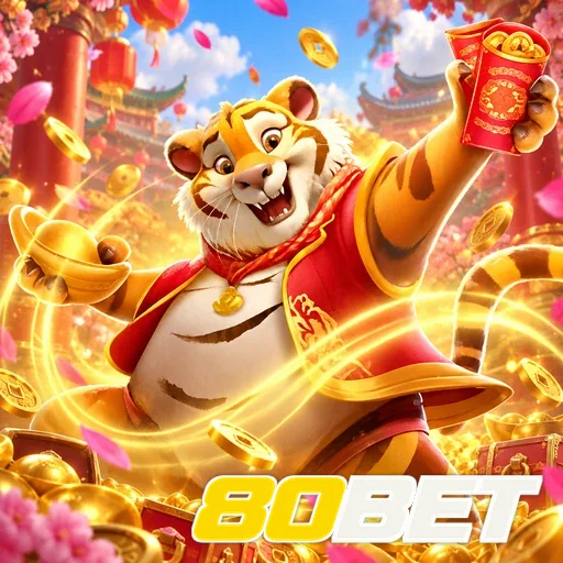 80BET — ilustração de uma raposa entre moedas e luzes