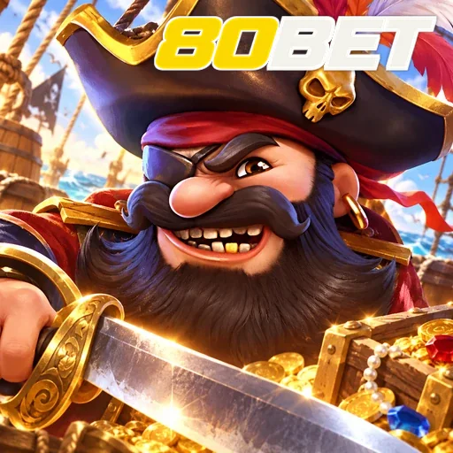 80BET — ilustração de um rei pirata com espada